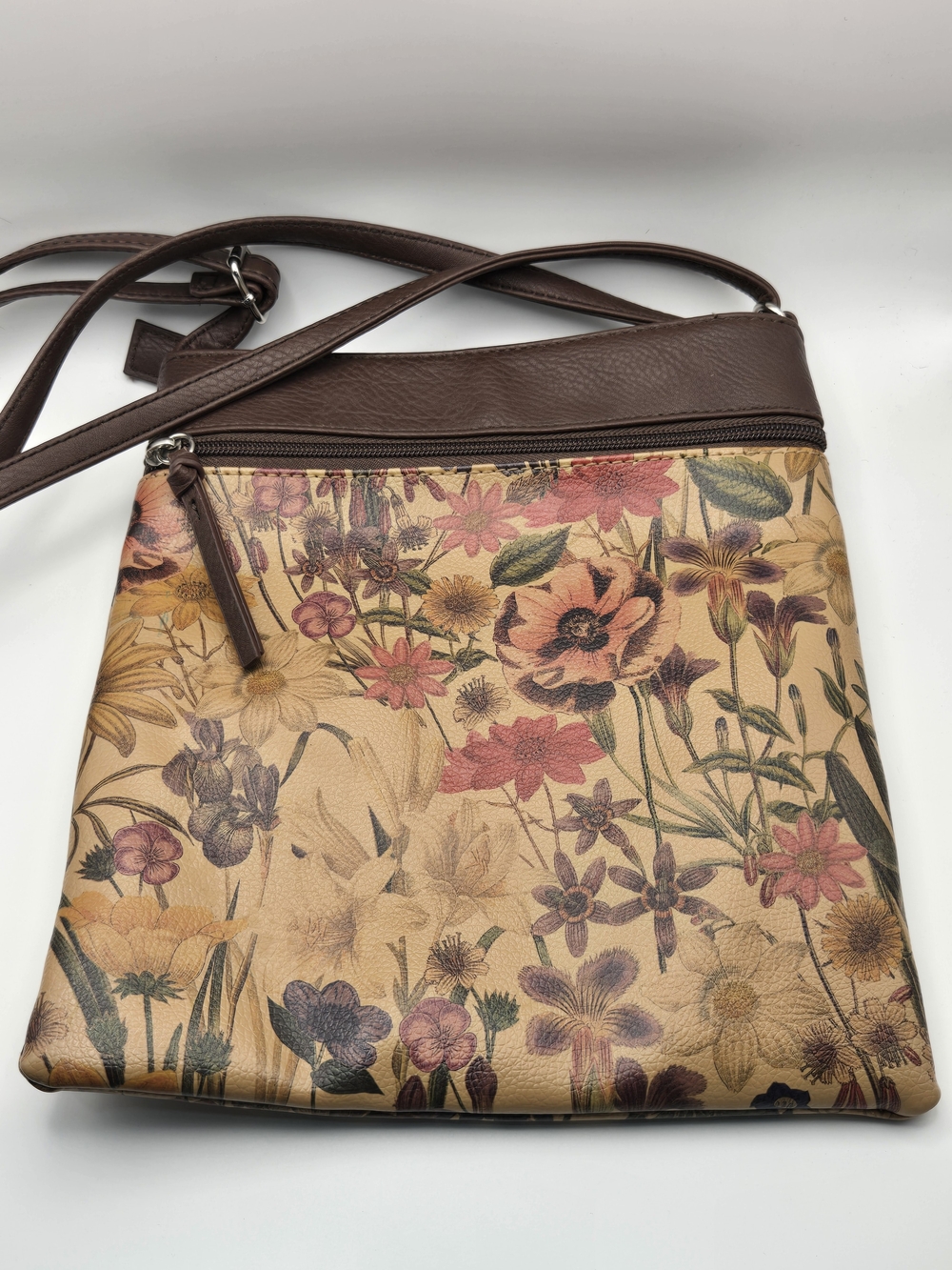 Bueno Floral Crossbody Bag in Brown and Multicolor